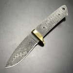Knifemaking ナイフブレード Damascus Drop Pt 真鍮ガード付き ダマスカス鋼 BL129D