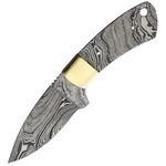 Knifemaking ナイフブレード 真鍮製ガード付き ダマスカス鋼 ドロップポイントブレード BL143D