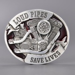 ベルトバックル Loud Pipes Save Lives オーバル型 1111