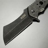 S-TEC 折りたたみナイフ 直刃 フレームロック式 クリーバー ナイロン製シース付き ブラック TS004-L