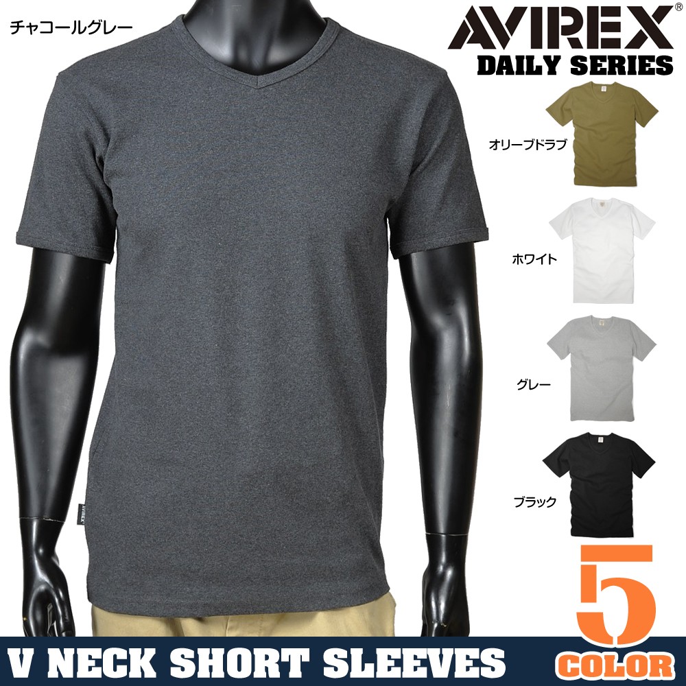 AVIREX Tシャツ 半袖 Vネック 無地 デイリー