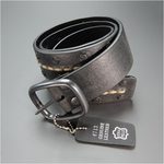 レザーベルト ネイルヘッド ヴィンテージ風 ブラック