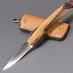 カスタムナイフ 後藤渓 折りたたみ 天然木材ハンドル 肥後守型 レザーシース付