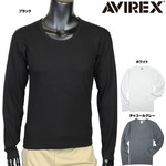 AVIREX Tシャツ 長袖 Uネック 無地 デイリー