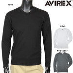AVIREX Tシャツ 長袖 デイリー Vネック ワッフル