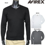 AVIREX Tシャツ 長袖 デイリー キーネック ワッフル