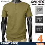 AVIREX 半袖Tシャツ 無地 デイリー ヘンリーネック