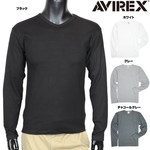 AVIREX Tシャツ 長袖 Vネック 無地 デイリー