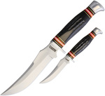 MARBLES スキナーナイフ MR454 固定刃 ジグドボーンハンドル 革製シース付き 2本セット