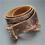 レザーベルト フルグレイン アンティーク風 ドットブラウン