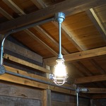 工業系シーリングライト パイプ吊り型 レトロ照明器具 ランプガード