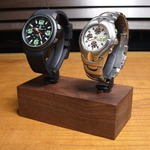 腕時計スタンド 2本用 G型 ウォッチスタンド 木製台座 ウォールナット