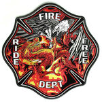 ワッペン FIRE DEPT ドラゴン&イーグル 特大 熱圧着式
