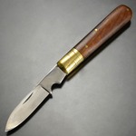 ハンドメイド 折りたたみナイフ 木製ハンドル 真鍮製ボルスター