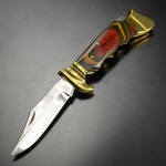 ハンドメイド 折りたたみナイフ クリップポイント 積層木材ハンドル