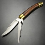 ハンドメイド 折りたたみナイフ 双刃 木製ハンドル