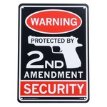 メッセージプレート Protected By 2ND Amendment Security 警告看板 0019444-0069