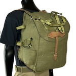 ルーマニア軍放出品 バックパック ODカラー コットンキャンバス/革