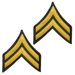 ミリタリーワッペン 2枚組 アメリカ陸軍 階級章 伍長 縫付け