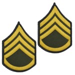 ミリタリーワッペン 2枚組 アメリカ陸軍 階級章 二等軍曹 縫付け