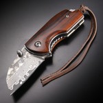 折りたたみナイフ ダマスカス鋼  ライナーロック式 直刃