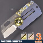 ドッグタグ型 チタンハンドル 折りたたみナイフ ロック無し