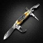Rough Ryder アーミーナイフ Kamp King クラシック シナモン Bone Stag 5機能 RR2424
