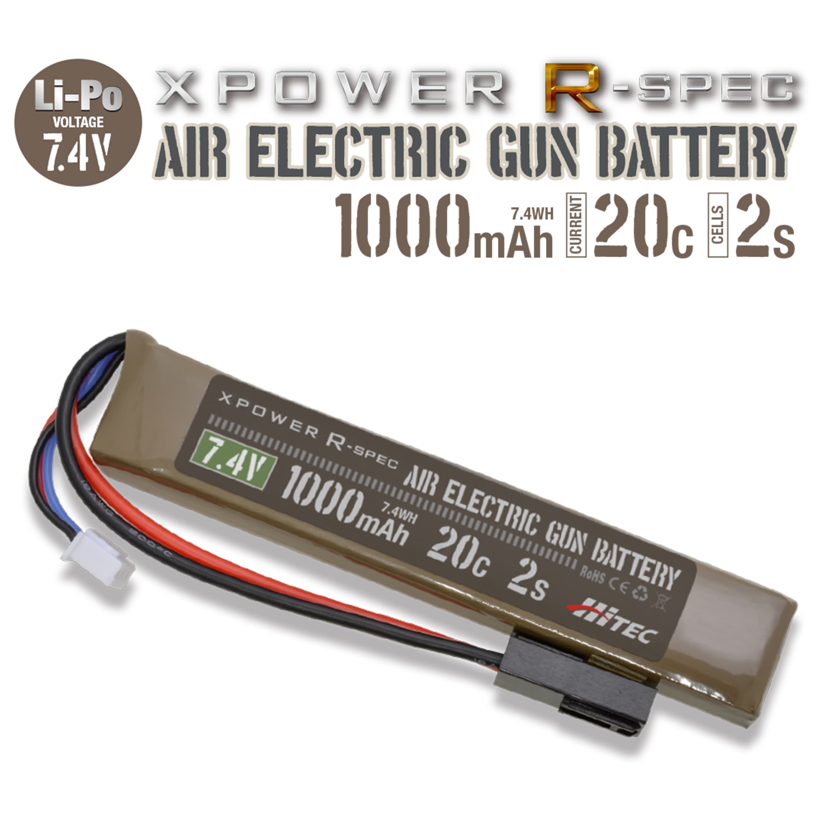 HiTEC リポバッテリー XPOWER R-SPEC 7.4V 1000mAh 20C 2S タミヤコネクター XPRAEG100020C2S