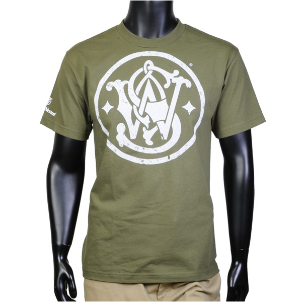 スミス&ウエッソン Tシャツ 半袖 ディストレッスド エンブレム