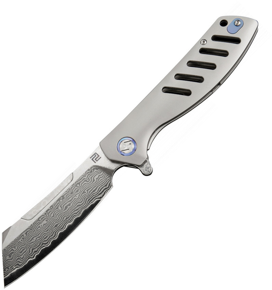 Artisan 折りたたみナイフ Tomahawk ダマスカス鋼 グレーチタン 1815GSDGY