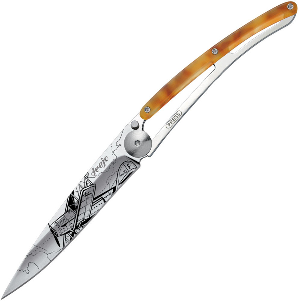 Deejo 折りたたみナイフ Tattoo ライナー 37g アビエーション DEE1AC100