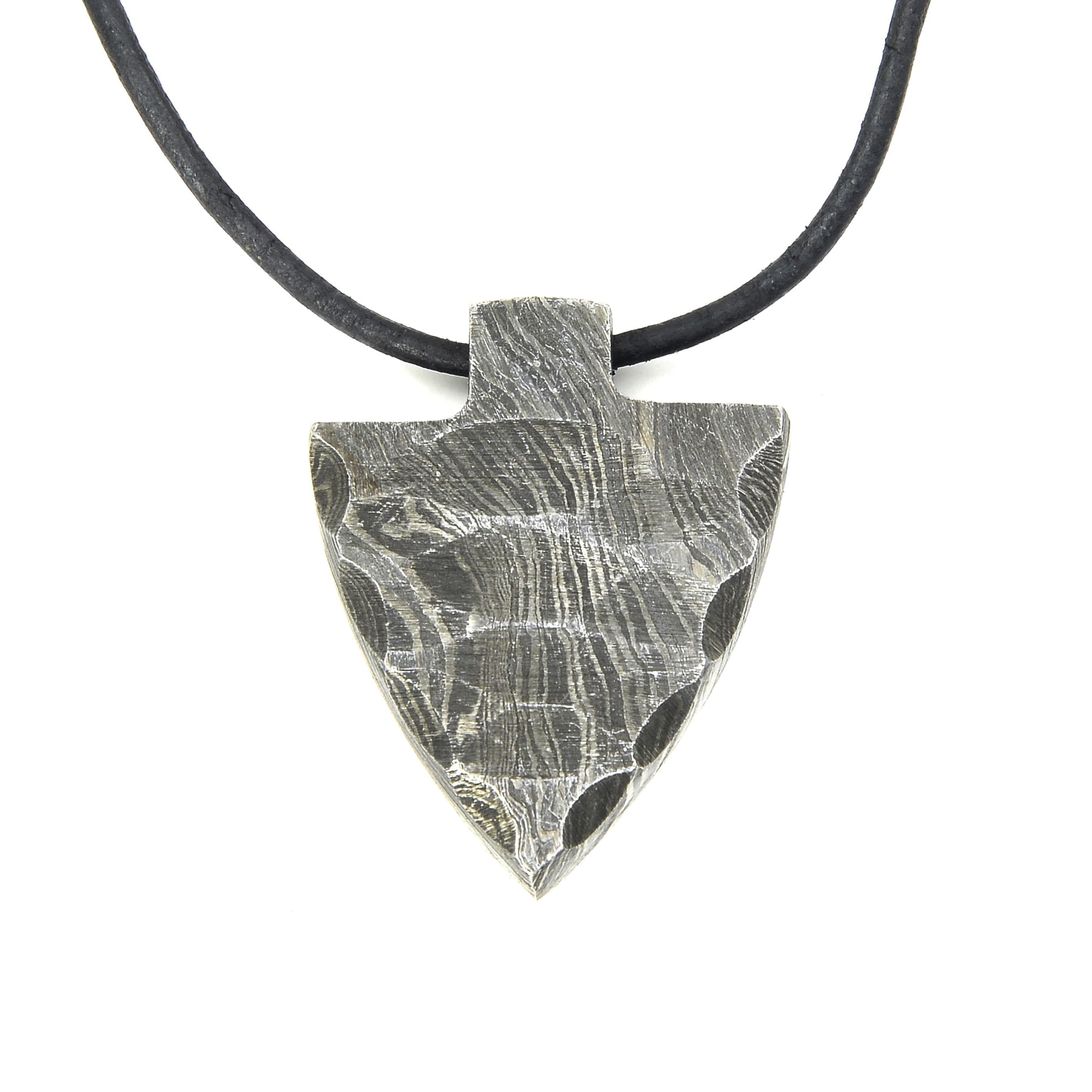 MARBLES ペンダント 矢じり型 ダマスカス鋼 収納ケース付き