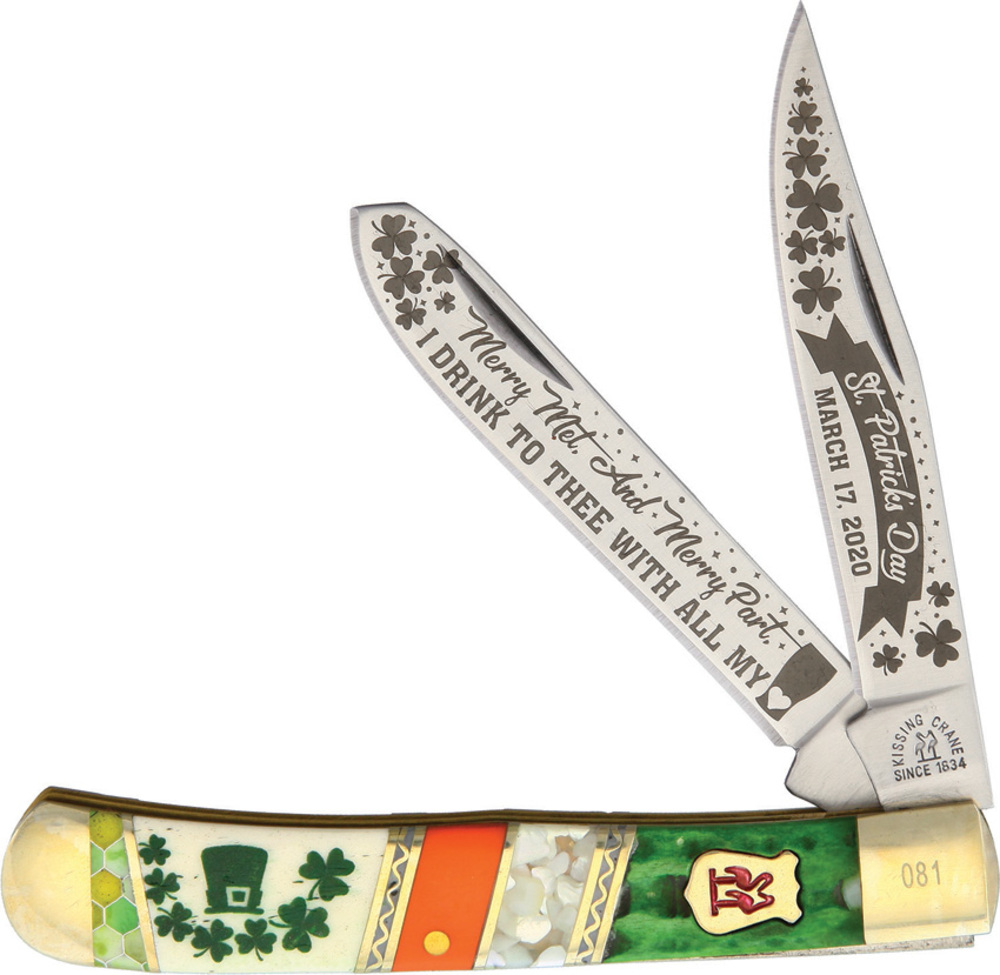 Kissing Crane 折りたたみナイフ St. Patricks Day Trapper KC5707