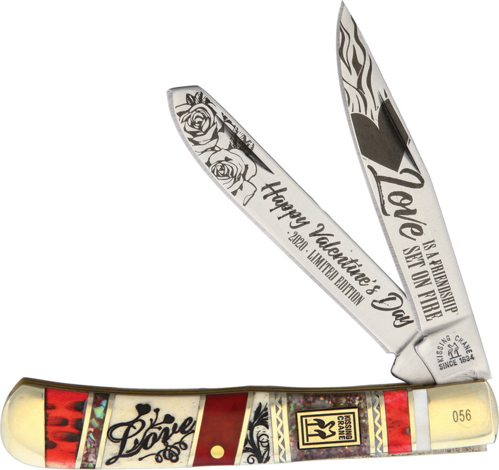 Kissing Crane 折りたたみナイフ 2020 Valentines Day Trapper KC5814