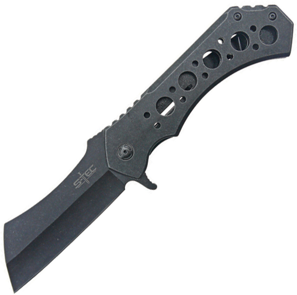 S-TEC 折りたたみナイフ 直刃 フレームロック式 クリーバー ナイロン製 