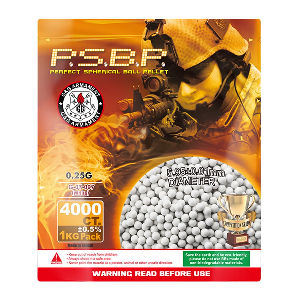 G&G ARMAMENT BB弾 Perfect 0.25g ホワイト 1kg 4000発 G-07-097