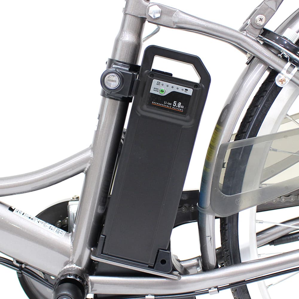 【直送 代引き不可】MIMUGO 自転車用リチウムイオンバッテリー 5.8Ah/24V 自宅充電可能 HB-BAJ05-S