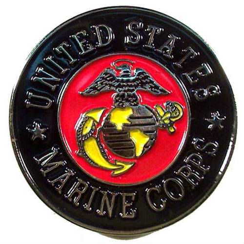 ピンバッジ USMC ラウンド型 ブラック レッド