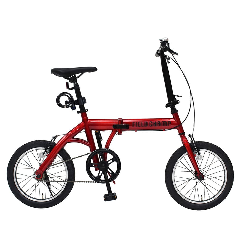 【直送 代引き不可】MIMUGO 折り畳み自転車 FIELD CHAMP 16インチ ロック付 レッド MG-FCP16RD-OP