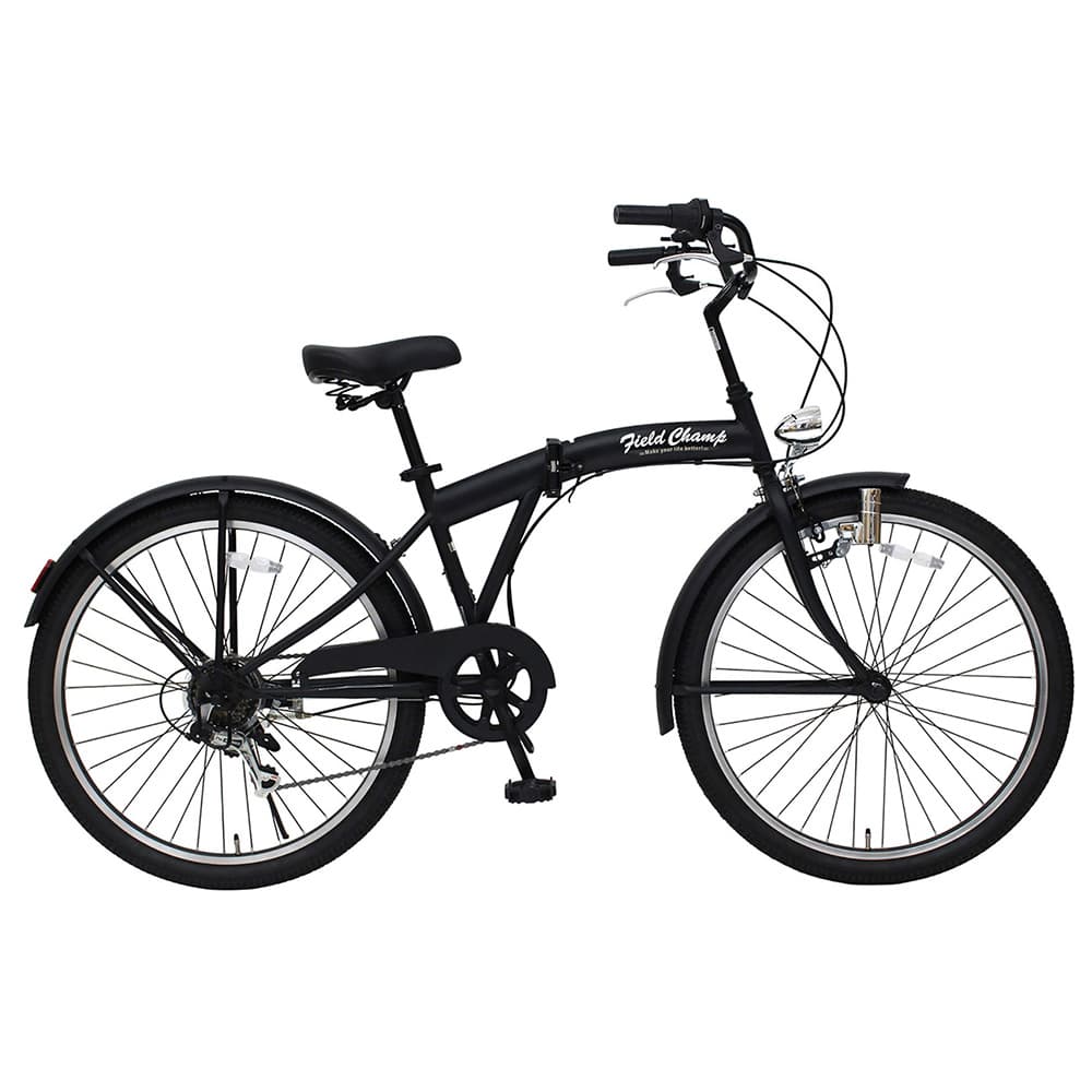 【直送 代引き不可】MIMUGO 折り畳み自転車 FIELD CHAMP 26インチ アンティークバイク MG-FCP266BC マットブラック