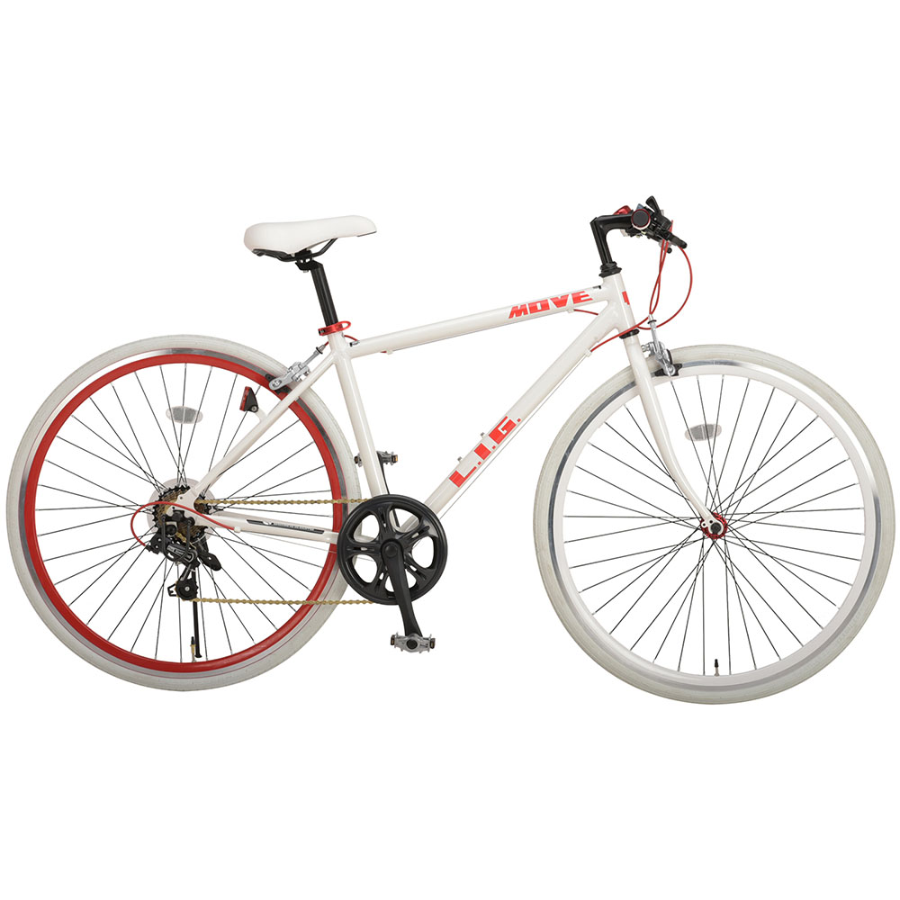 【直送 代引き不可】 OTOMO クロスバイク LIG MOVE ホワイト / レッド 46223
