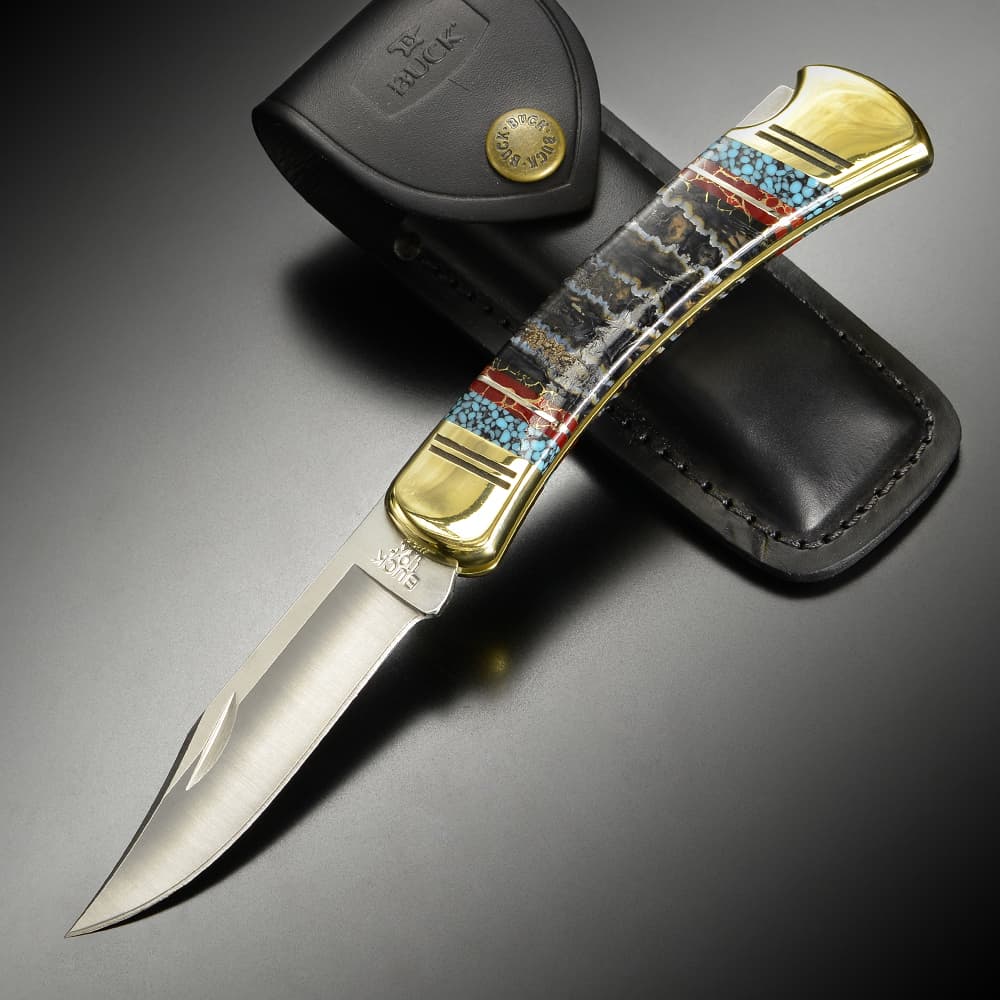 ミリタリーショップ レプマート / BUCK 折りたたみナイフ 110 マンモストゥース 限定品 イエローホースカスタム