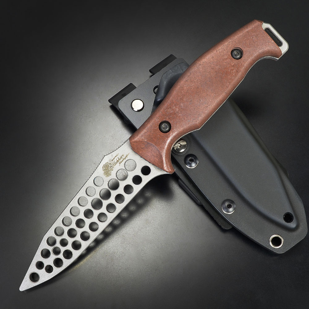Makkari knives トレーニングナイフ 間狩純平作 ピットブル 樹脂製シース マリスクリップ付き