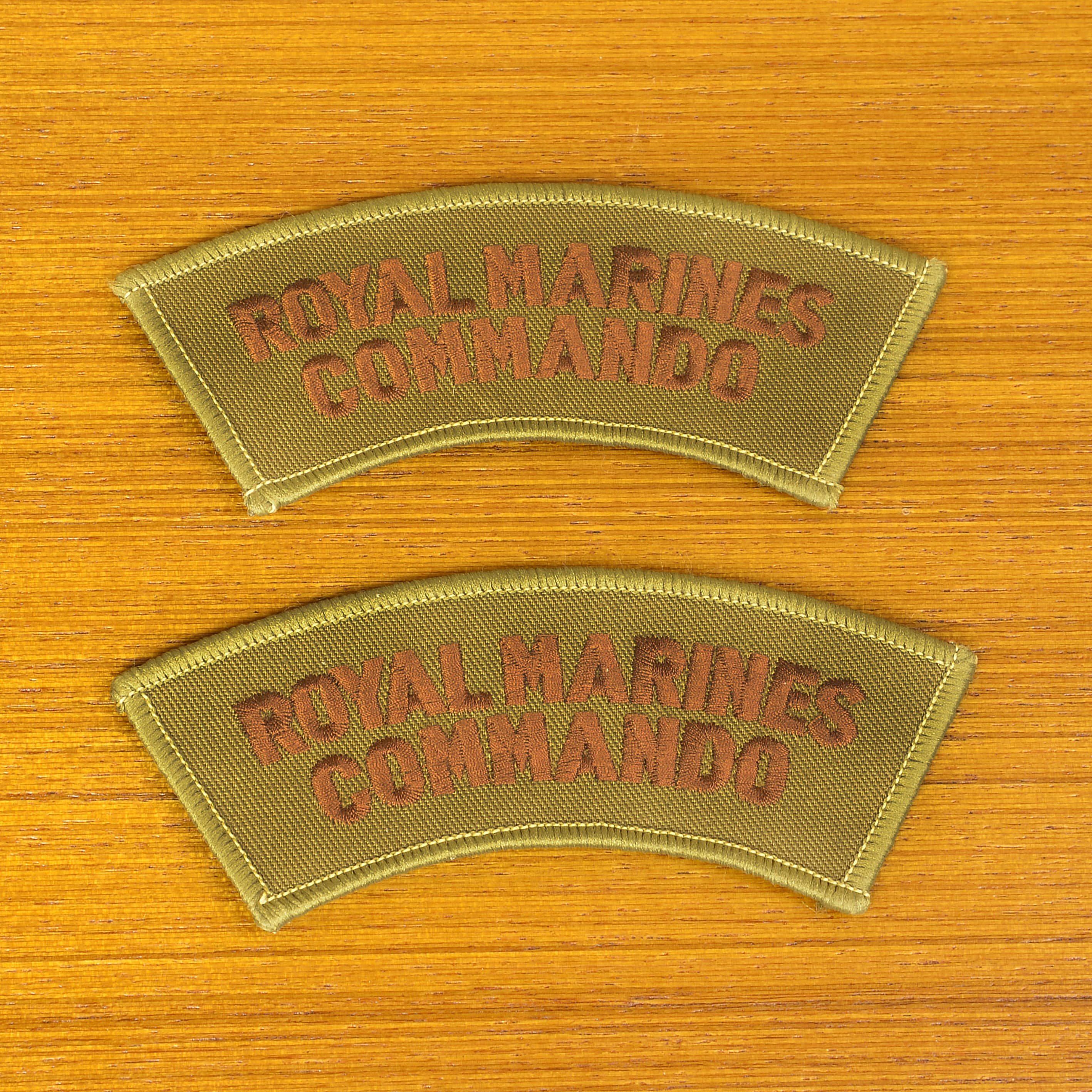 イギリス軍放出品 ワッペン ROYAL MARINES COMMANDO 縫い付け式 2個セット カーキ