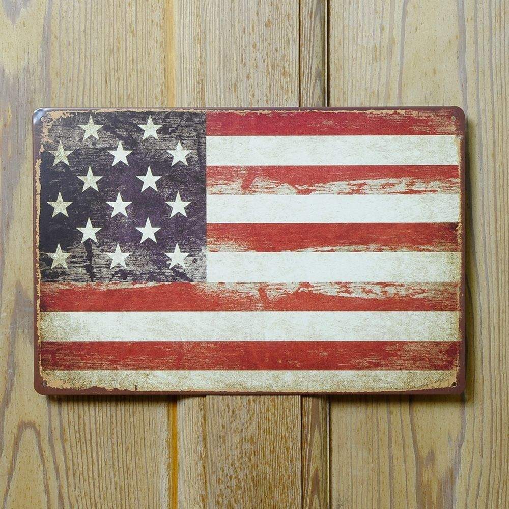 サイン看板 アンティーク風 星条旗 Z5380 20cm×30cm