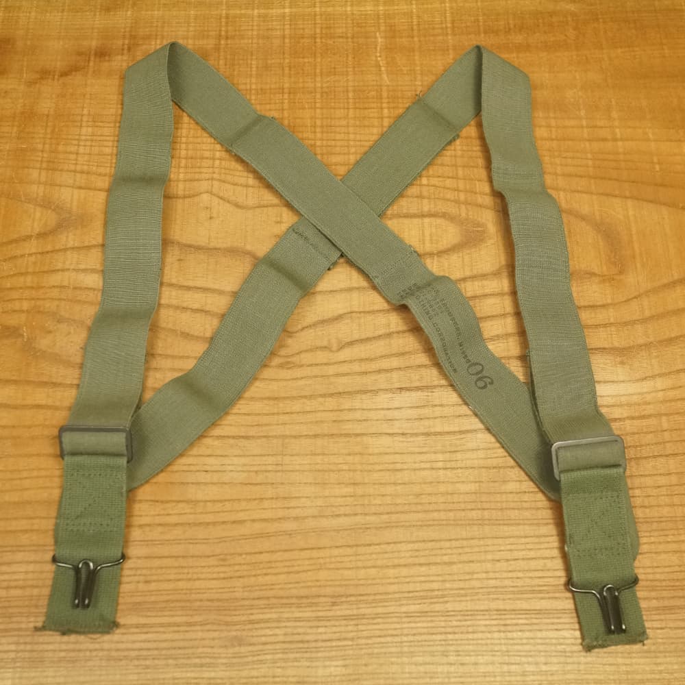 米軍放出品 サスペンダー ストレッチ素材 2点留め パンツ用 OD