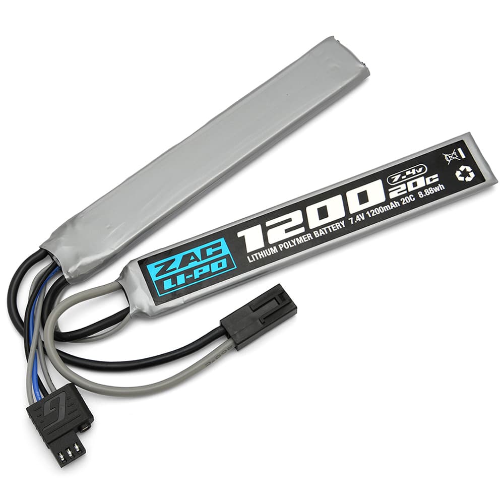 GFORCE リポバッテリー ZAC LiPo 7.4V 1200mAh 20c SOPMOD対応サドルバック タミヤコネクタ ZAC256