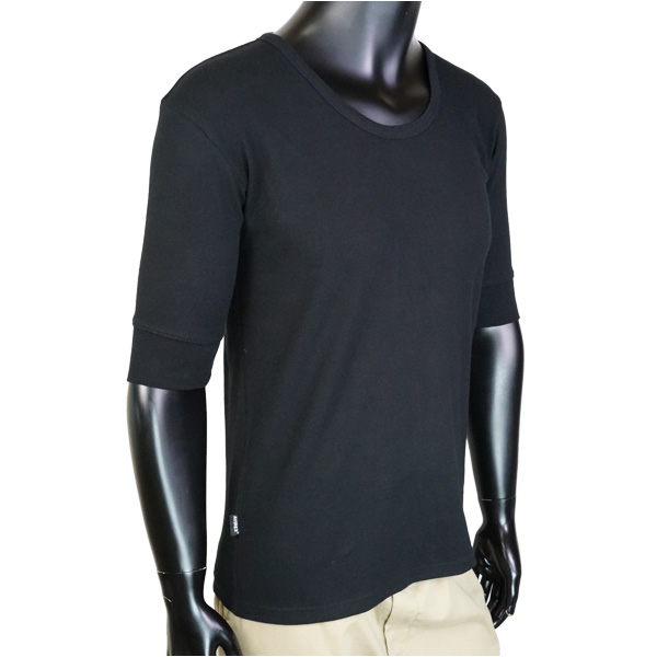 AVIREX 5分袖Tシャツ 無地 デイリー Uネック ワッフル | ミリタリー