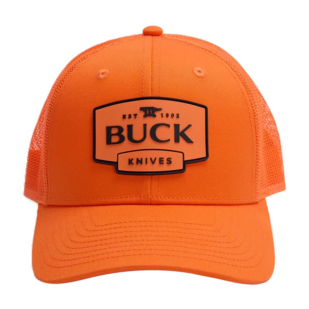 BUCK メッシュキャップ PVCロゴ スナップバック式 ブレイズオレンジ