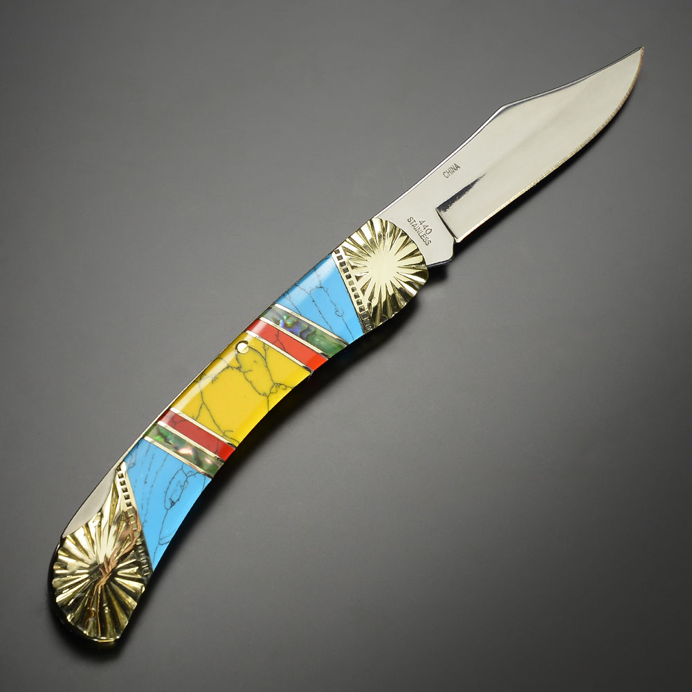 Frost Cutlery 折りたたみナイフ ロックバック式 ターコイズ 549BARY
